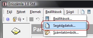 Beállítások->Segédadatok
