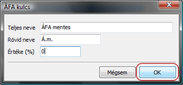 ÁFA mentes kulcs