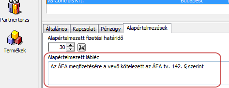 Partner ÁFA tv. 142